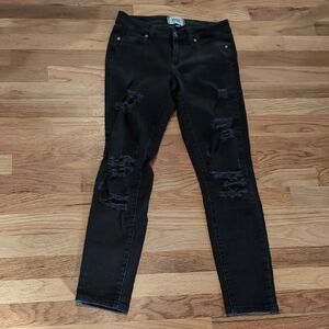 PAIGE Distressed Black Skinny Jeans